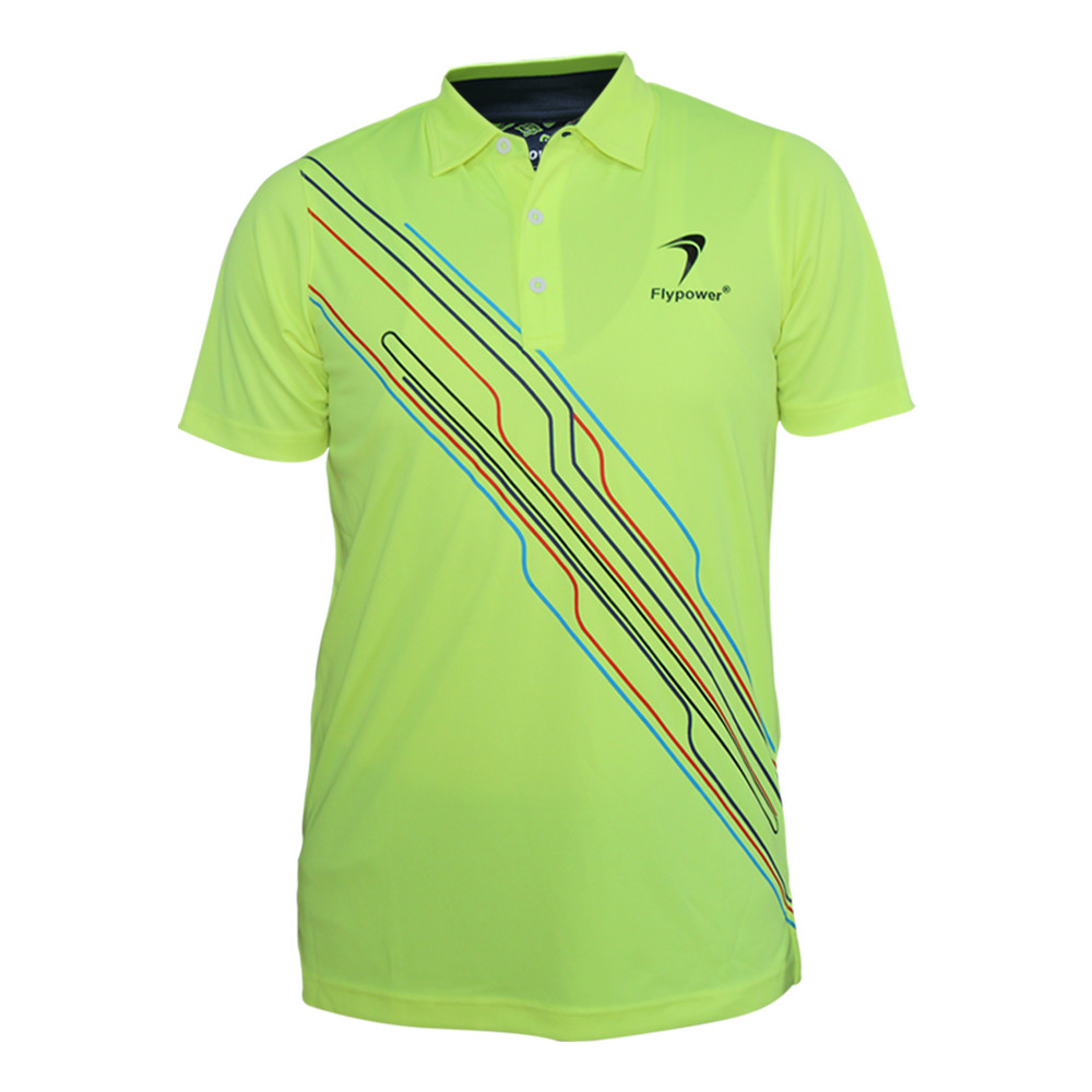 Flypower Polo Garis 2 Kaos Badminton Neon Yellow